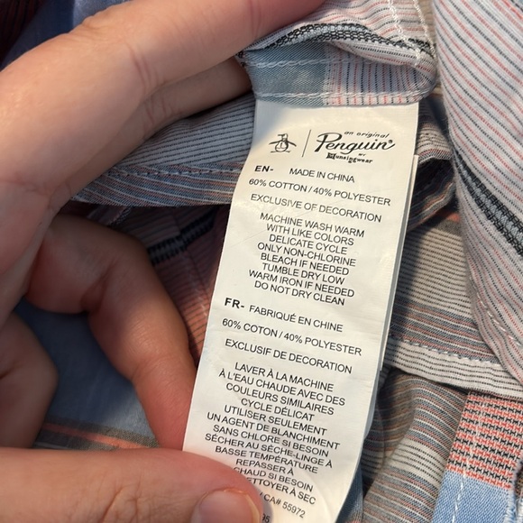 Original Penguin men’s striped short sleeve button down shirt size large - Picture 8 of 8